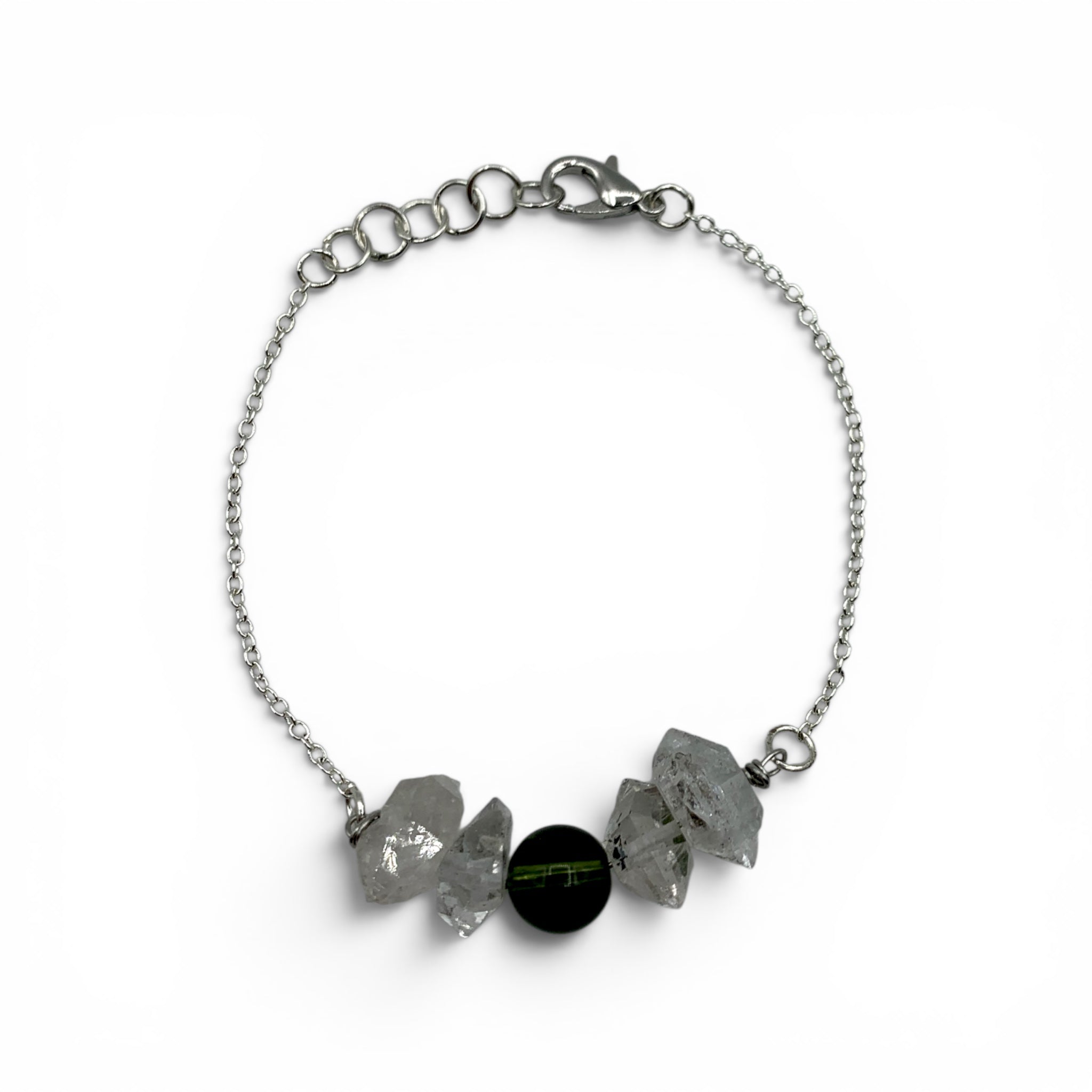 Bracelet - Moldavite & Herkimer Diamond $120